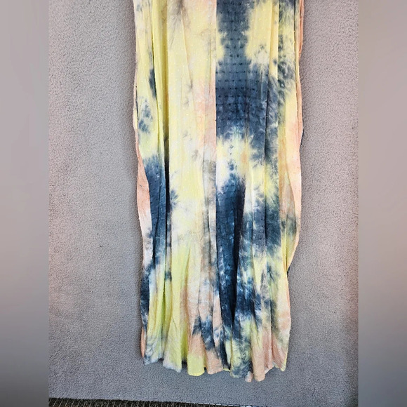 Entro Womens Maxi Dress Sz XL Tye Dye Beachy Boho Hippie Swiss Dot Adj. Straps - Picture 9 of 13